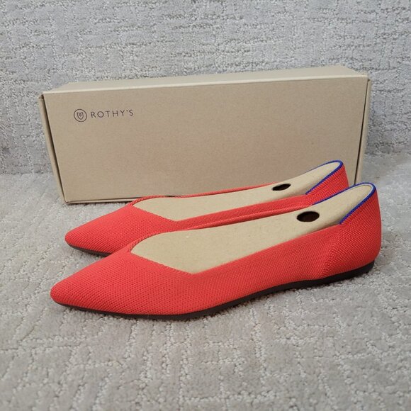 Rothy’s The Point Women's Size US 5, 7.5, 10 Red Flame Slip On Ballet Flat Shoes - Picture 8 of 12